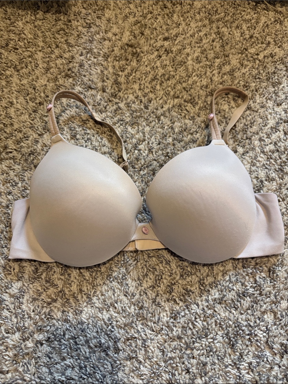 2/$12 Push-Up T-Shirt Bra w/ Floral Rose Details - Nude